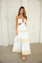 Time embroidery off-white maxi dress - Epicplacess