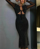 Black sequin maxi dress back view - Epicplacess