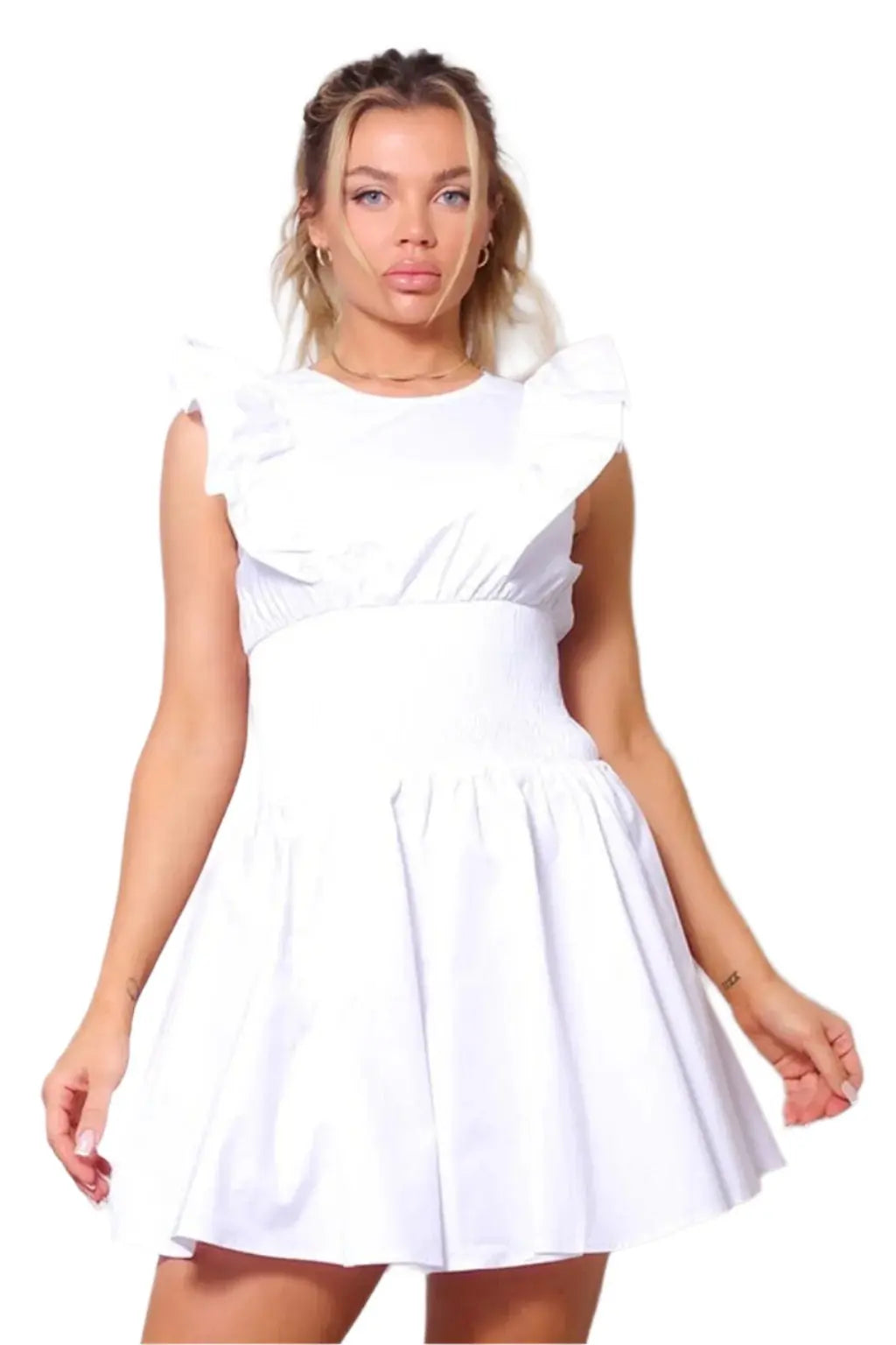Ruffled mini dress studio view - Epicplacess
