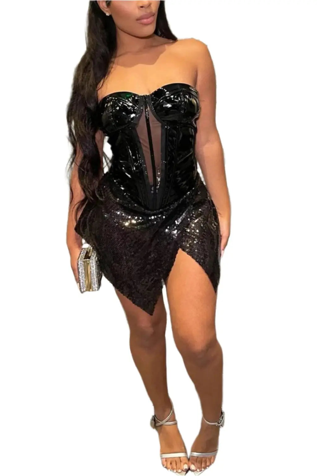Sequin mini dress front view - Epicplacess