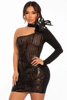 Piece My Side black mini dress front view - Epicplacess