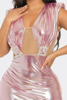 Shiny Metallic Maxi Dress - Black - Epicplacess