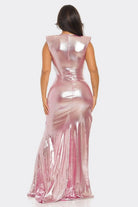 Shiny Metallic Maxi Dress - Black - Epicplacess