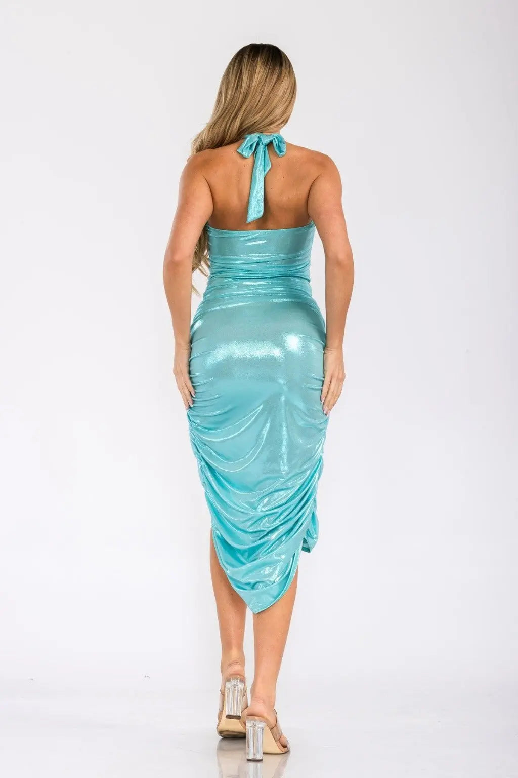 Halter midi dress close detail - Epicplacess