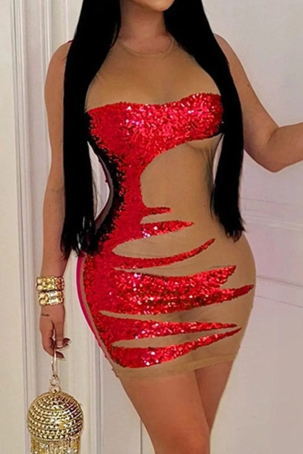 Sequined cutout dress front view - Epicplacess