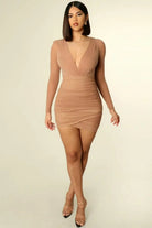 Brown wrap style mini dress - Epicplacess