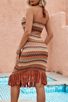 Brown fringe midi dress detail - Epicplacess