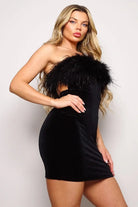 Velvet feather dress close detail - Epicplacess