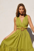 Green maxi dress front view - Epicplacess