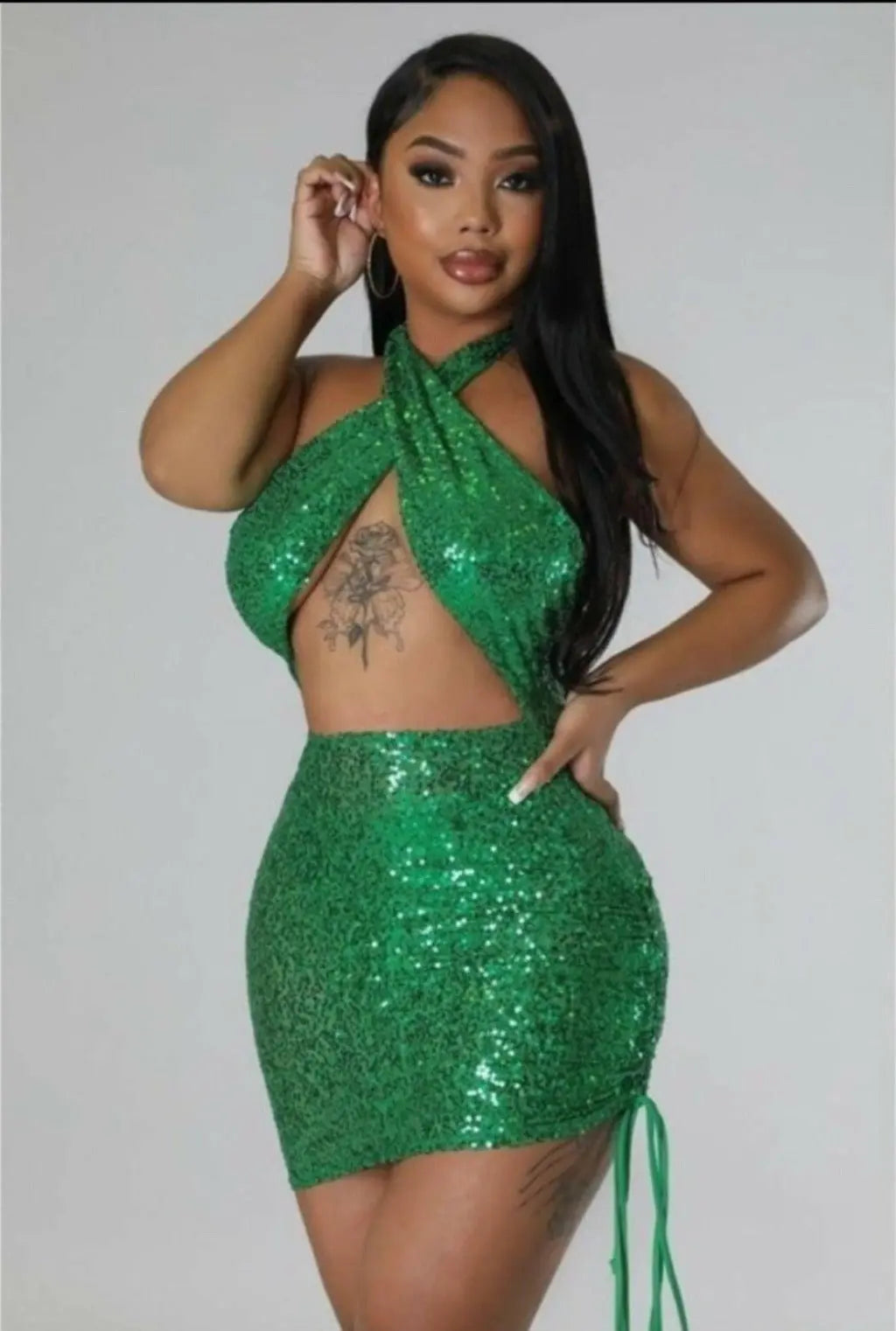 Sequin cutout mini dress front view - Epicplacess