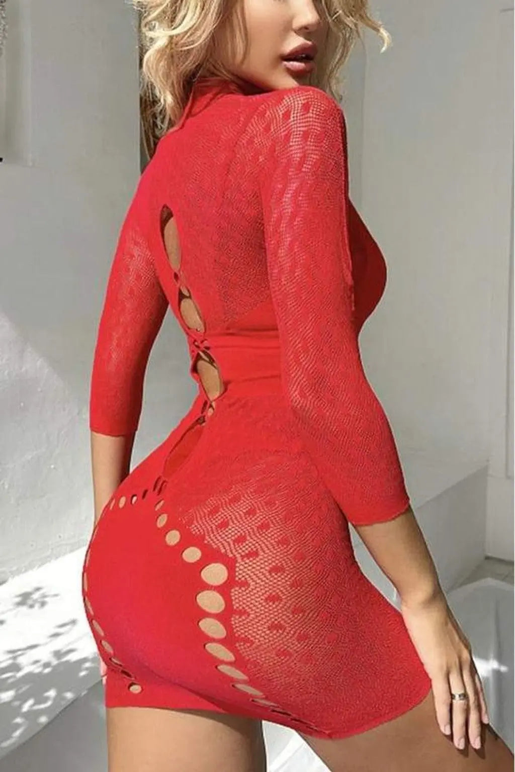 Babydoll lace mini dress outfit view - Epicplacess