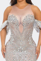 Valerie silver nude sequin maxi gown - Epicplacess