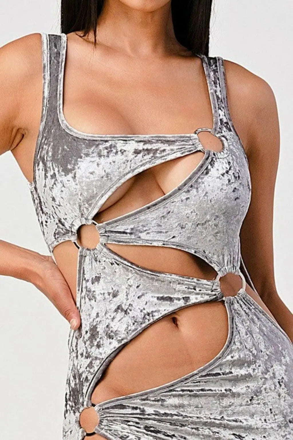 Silver mini dress side view - Epicplacess