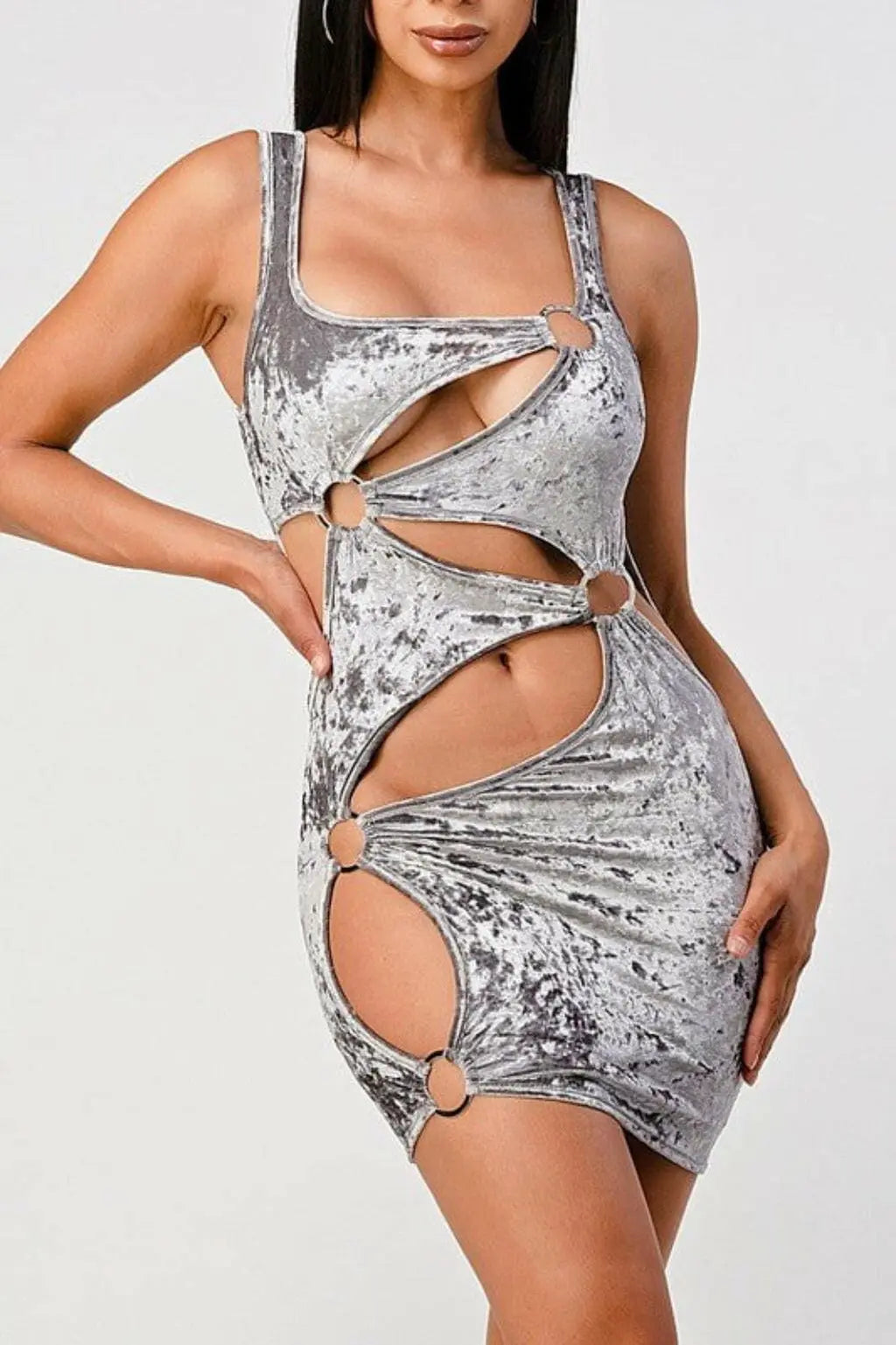 Silver velvet dress back view - Epicplacess