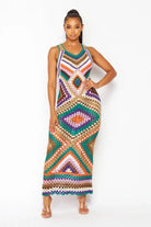Diamond Knit teal maxi dress - Epicplacess