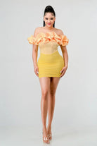 Ruffled satin mini dress front view - Epicplacess
