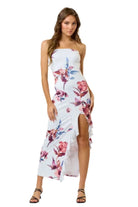 White satin floral maxi dress - Epicplacess