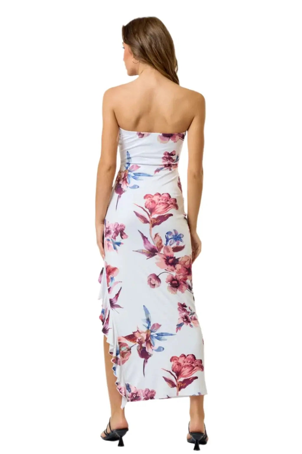 White floral maxi dress outfit view - Epicplacess