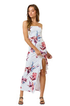 White satin floral maxi dress back view - Epicplacess