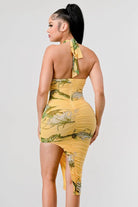 Tropical midi dress back view - Epicplacess