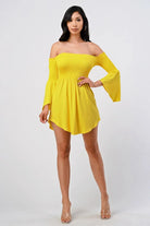 Yellow off-shoulder dress final view - Epicplacess