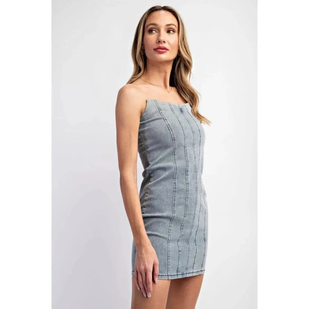 Grey denim dress outfit view - Epicplacess