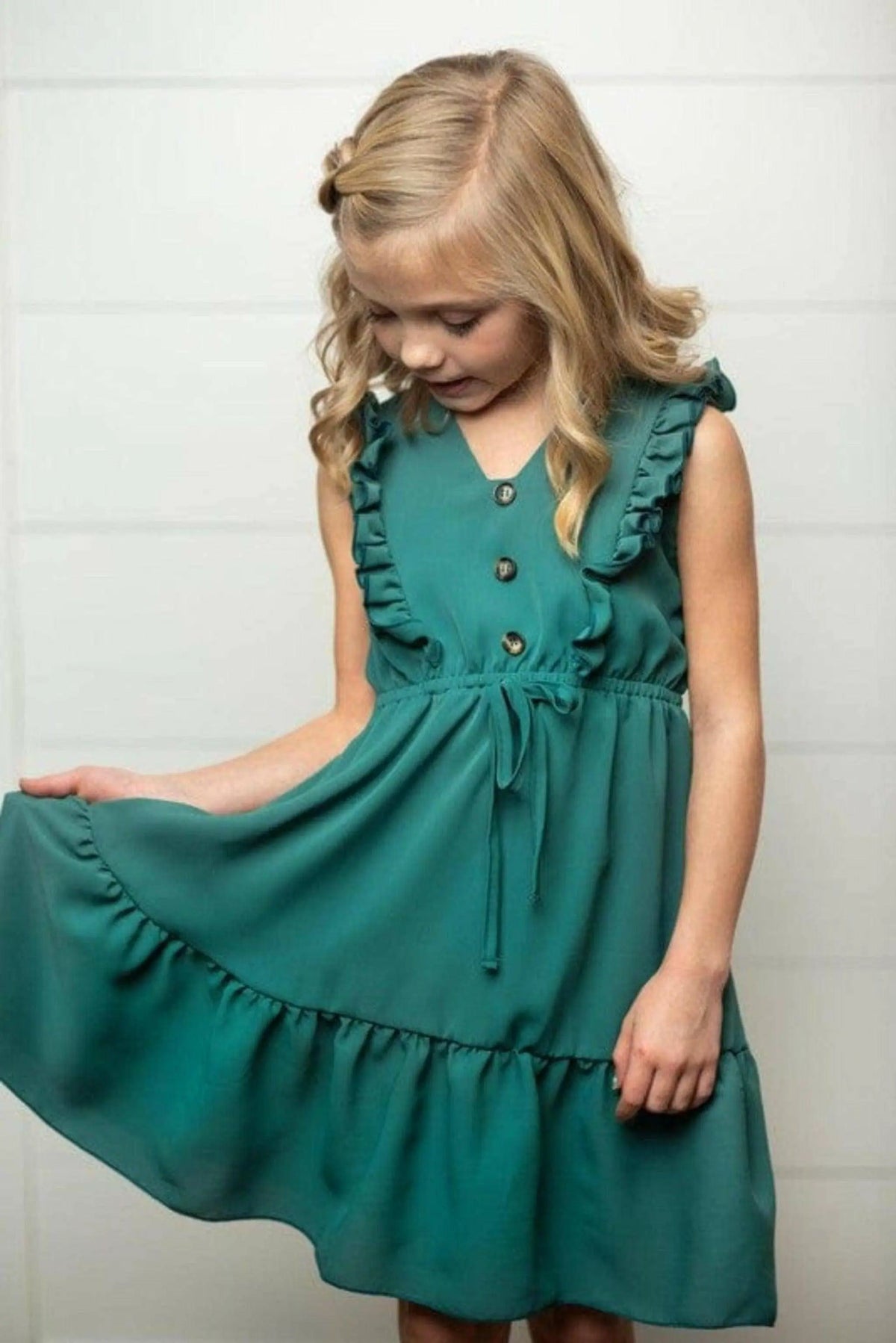 Kids dark teal ruffle dress - Epicplacess