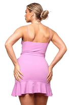 Arabella pink ruffled mini dress side view - Epicplacess