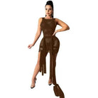 Brown fitted mini dress - Epicplacess