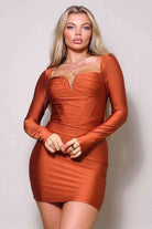 Orange mini dress front view - Epicplacess