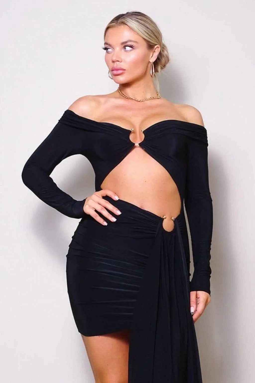 Black off-shoulder mini dress - Epicplacess