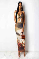 Brown Sweetheart angelic print maxi dress - Epicplacess