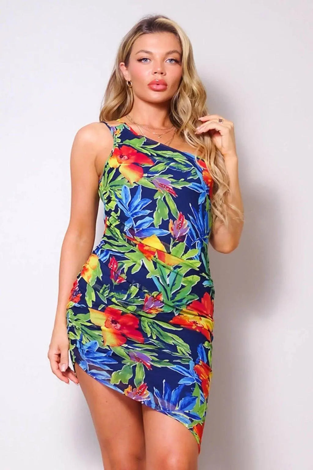 Navy one-shoulder midi dress - Epicplacess