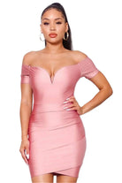 Pink off-shoulder mini dress - Epicplacess