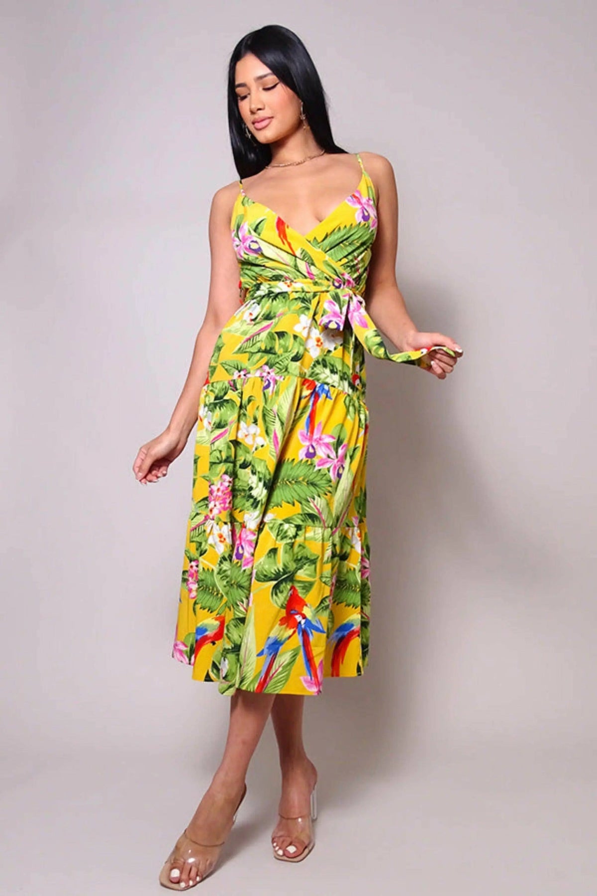 Tropical midi dress side view - Epicplacess