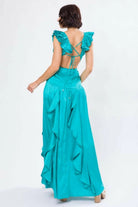 Satin maxi dress front view - Epicplacess