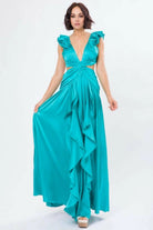 Blue satin dress detail - Epicplacess
