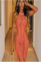 Self-tie waist mini shirt dress front view - Epicplacess