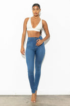 Blue stretch skinny jeans side view - Epicplacess
