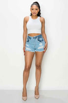 Junior denim shorts detail view - Epicplacess