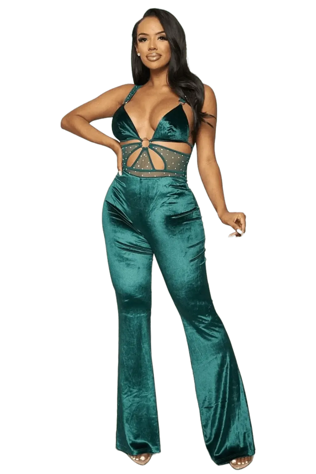 Velvet jumpsuit outfit view - Epicplacess