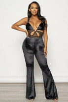 Velvet jumpsuit outfit detail - Epicplacess
