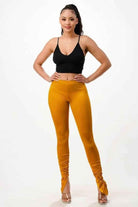 Sateen ruched hem skinny pants - Epicplacess