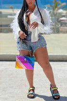 Blue rhinestone jewel denim shorts - Epicplacess