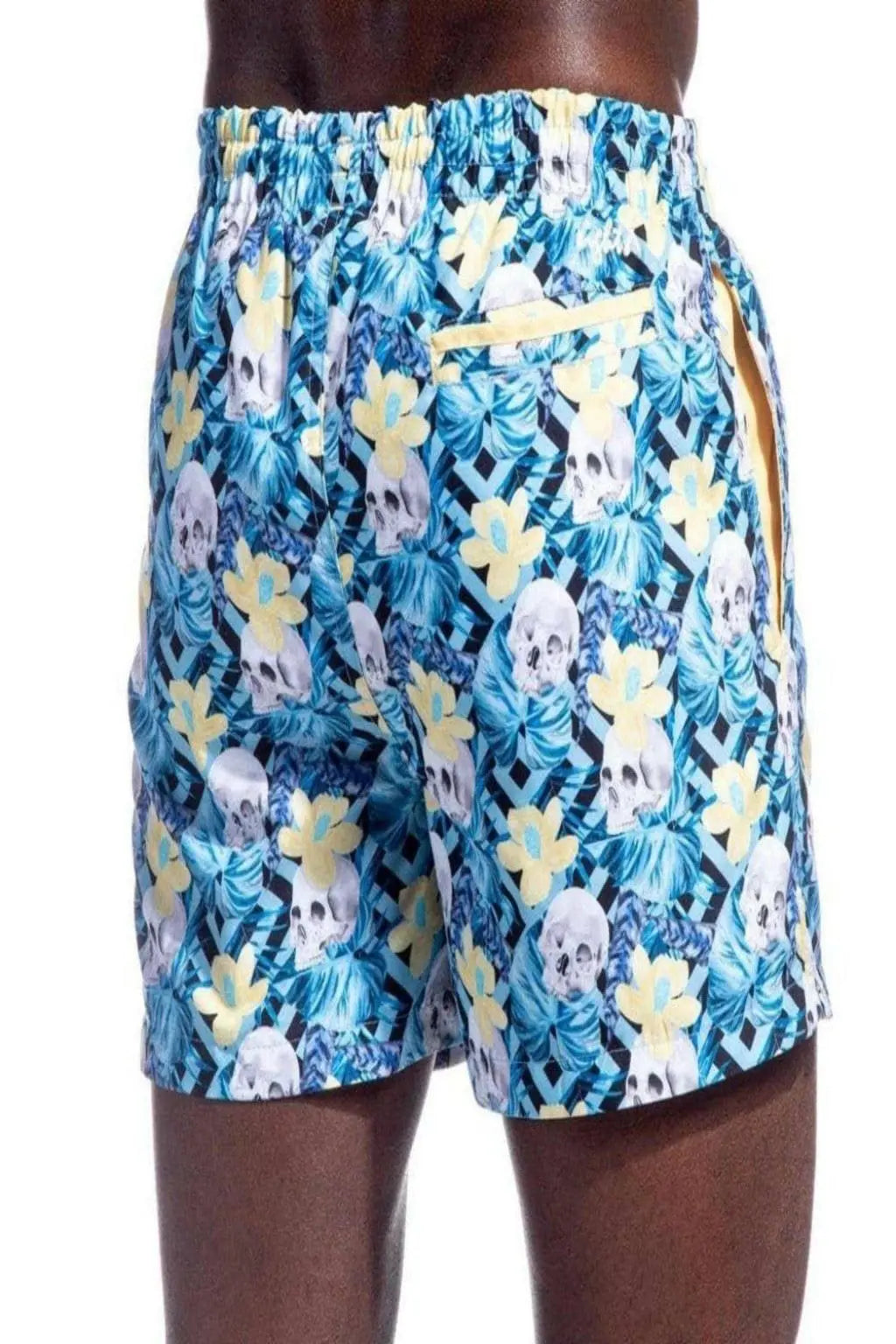 Blue print swim trunks front view - Epicplacess