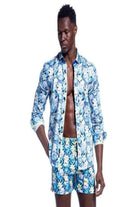 Tropic Slumber blue print swim trunks - Epicplacess
