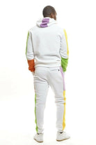 White fleece tracksuit front view - Epicplacess