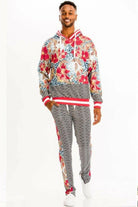 Red print hoodie and sweatpants tracksuit - Epicplacess