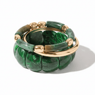 Green Marbled Resin & Gold Bracelet Stack Set