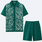 Paisley Knit Co-ord Set – Green Flat Lay